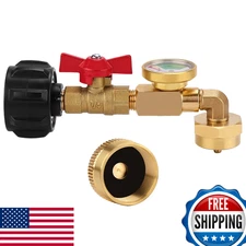 WADEO Propane Refill Adapter w/ Valve, Gauge - Fill 1lb Bottles from 20lb Tank