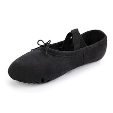 RoseMoli Kids Canvas Ballet Slippers Black Split Sole Dance Shoes Big Kid 3.5