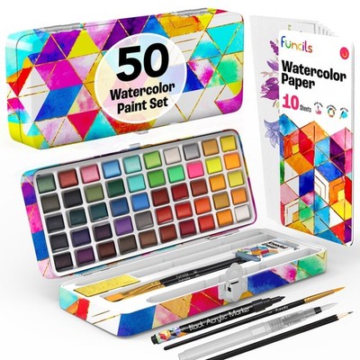 Funcils Watercolor Paint Set - 50 50 Watercolors Set, 50 
