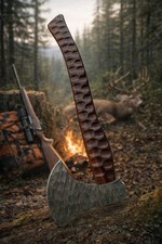 FORGED DAMASCUS STEEL VIKING OUTDOOR CAMPING HATCHET TOMAHAWK AXE WITH SHEATH