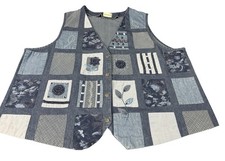 VTG Napa Valley Patchwork Vest Floral Embroidered Cottagecore See Description