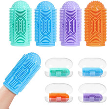 Finger Tooth Brushing Baby Toothbrush 4 Pcs with 4 Travel Storage Case,Food Grad