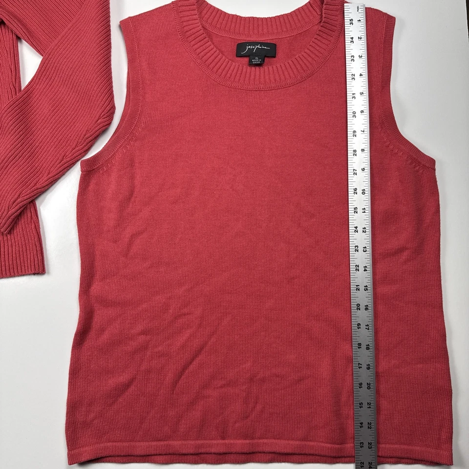 Josephine Mujer Rojo 2 Piezas Suéter Conjunto Cremallera Cárdigan y Top Sin Mangas XL Foto 3 de 4