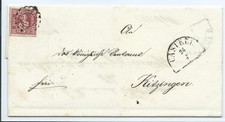 offener MRSt Nr. 607 auf Brief  m. Nr. 9 von Castell nach Kitzingen