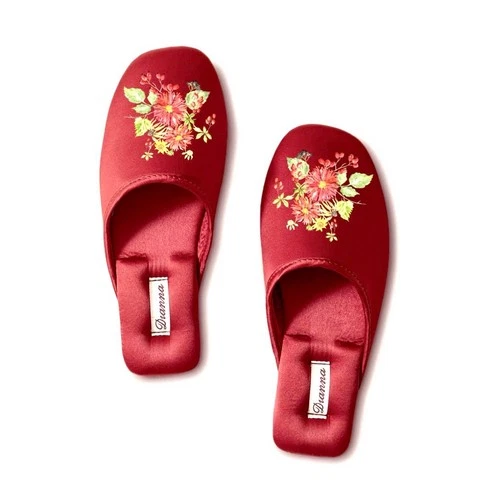 Satin Home Slippers for Women's Non-Slip High-Quality, US 9 ( EU 40-41) Claret