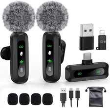 USB-C Wireless Lavalier Mic Black for Android/PC Vlog YouTube Podcast Audio