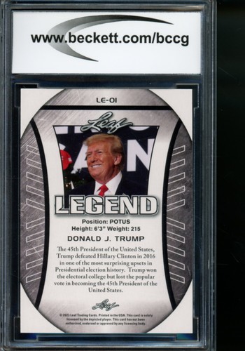 2023 Leaf Special Release Donald Trump Leaf Exclusive Flag #LE01 BCCG 10 - Picture 2 of 2
