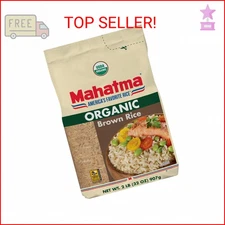 Mahatma Organic Brown Rice, 2-Pound Bag of Rice, Microwave Rice in 20 Minutes or