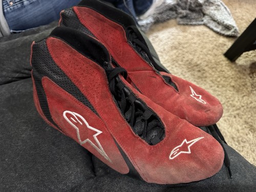 Alpinestars SP Racing Shoes Red Black Suede FIA 8856-2000 SFI 3.3 Mid-Top