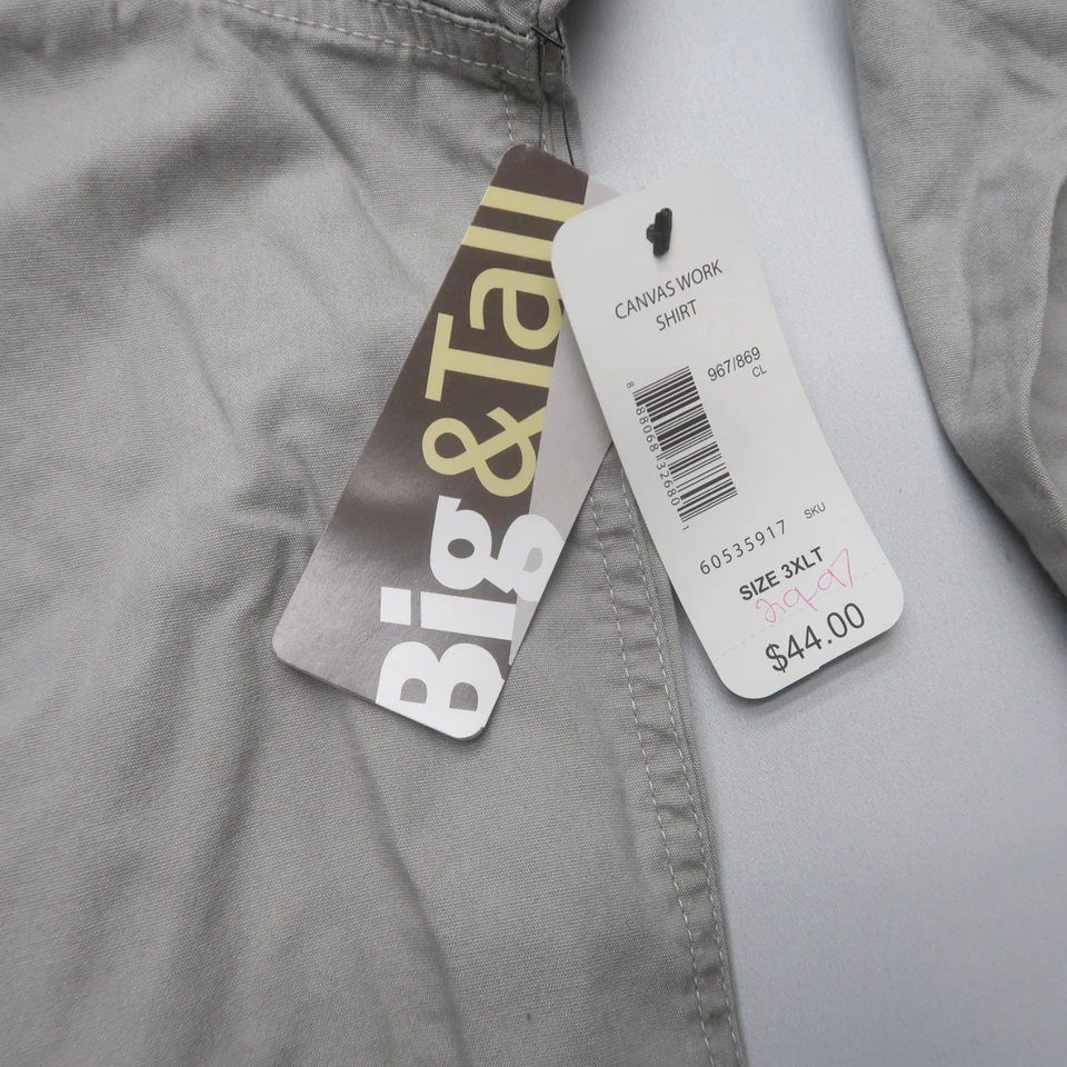 Great Northwest Mens Canvas Button Up Shirt 3XLT Grey 100% Cotton Work NWT - Image 3 of 4