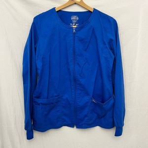 Cherokee Premium Scrub Jacket Women's Small Blue Pockets Nursing Medical