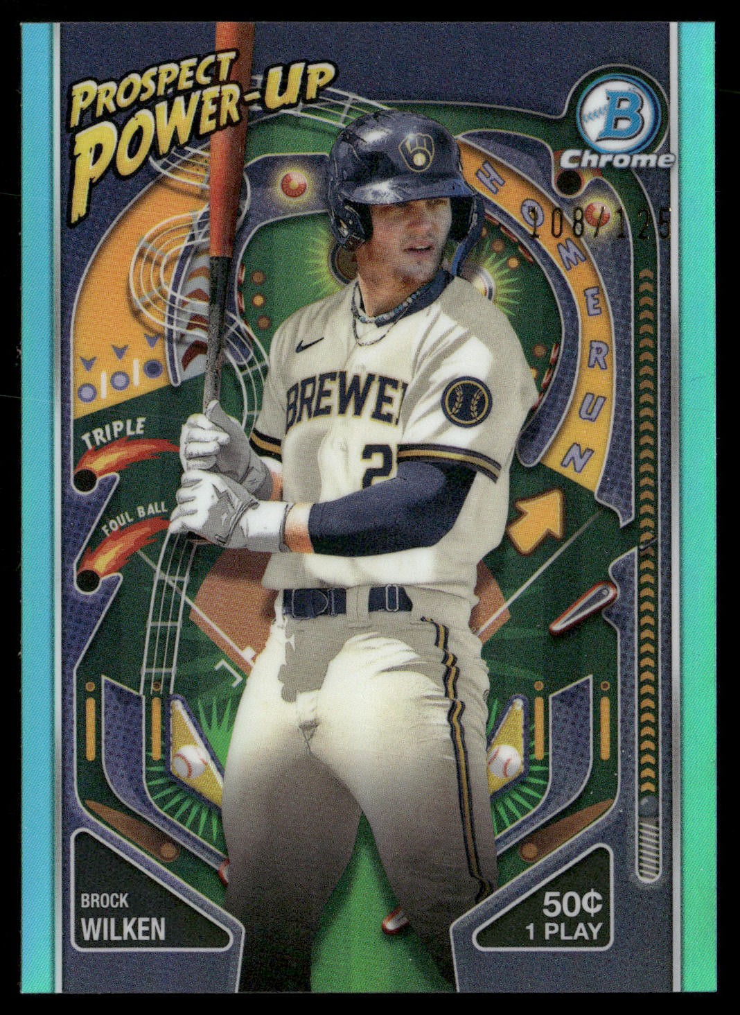 2024 Bowman #PP-7 Brock Wilken Prospect Power-Up Aqua Refractors #/125