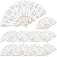 Rose Lace Folding Fans, Silk Folding Hand Fans, for