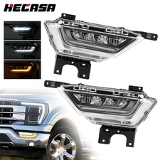 Front LED Fog Lights For Ford F150 F-150 XL 2021 2022 2023 W/Amber Turn Signal