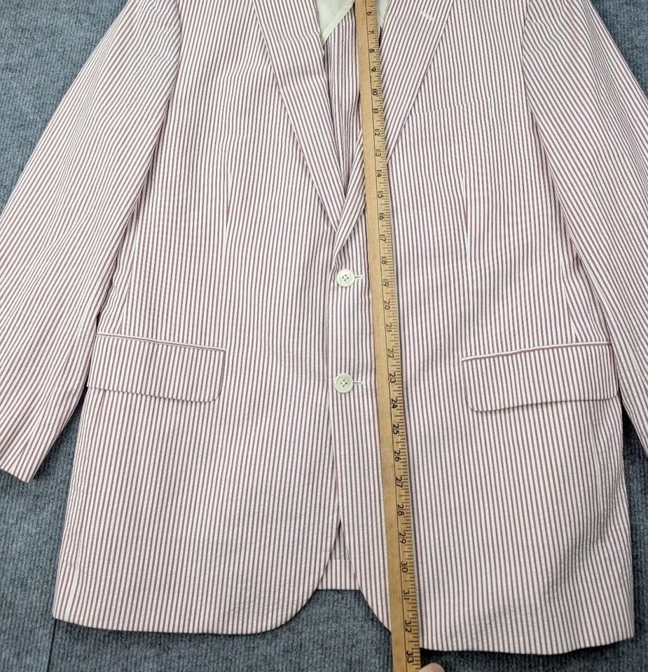 Blazer Brooks Brothers Para Hombres 44R Rojo Rayas Seersucker Algodón Preppy Clásico Foto 4 de 4