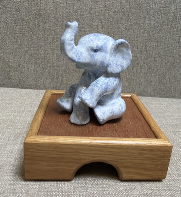 Lenox Princeton Gallery PG Handcrafted Blue & White Speckled Ceramic Elephant 3''