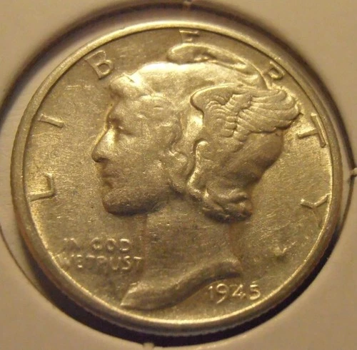 1945 D  AU Mercury Silver Dime (45DUL2) FREE SHIPPING