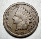 1864  BRONZE  INDIAN CENT  VG  BETTER DATE  #2201