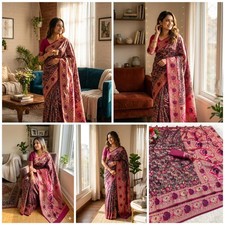 SAREE BLOUSE PARTY WEAR SARI INDIAN PAKISTANI WEDDING NEW DESIGNER BOLLYWOOD