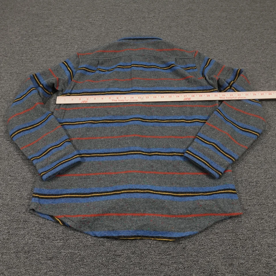 Camisa RVCA Para Hombre Gris Mediana Rayas Mezcla Lana Franela Manga Larga Botón Delantero Foto 3 de 4