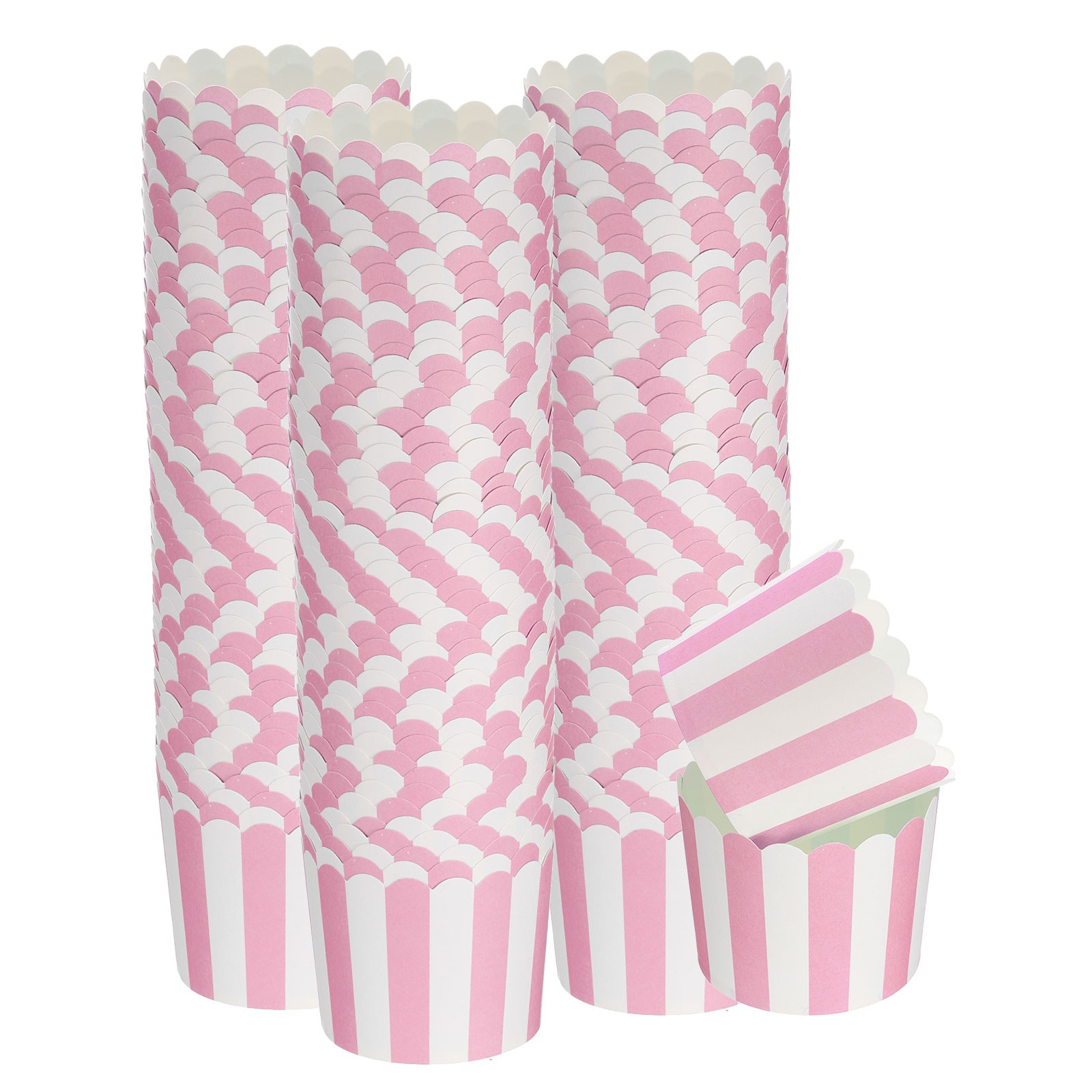 150Pcs Paper Baking Cups 6oz Cupcake Muffins Liner Wrappers Stripe Pink-image