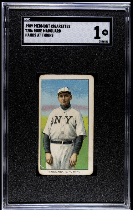 1909 T206 Rube Marquard - HOF - Hands At Thighs- Piedmont  150 Subjects - Sgc 1 