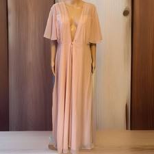 New Boohoo Chiffon Angel Sleeve Maxi Dress Blush Size US10/UK14 Formal Party