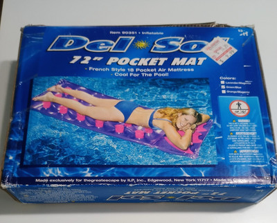 VTG Swimline Inflatable Air Mattress 72'' Pool Raft Mat Green Blue NIB Old Stock