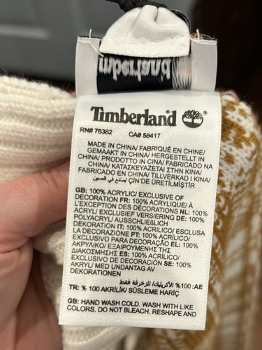 Sciarpa uomo Timberland crema senape a quadri nuova con etichetta - Foto 3 di 4