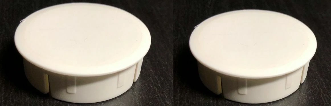 2x IKEA Cover Caps Round Plastic White Malm Desk W Pull out Panel