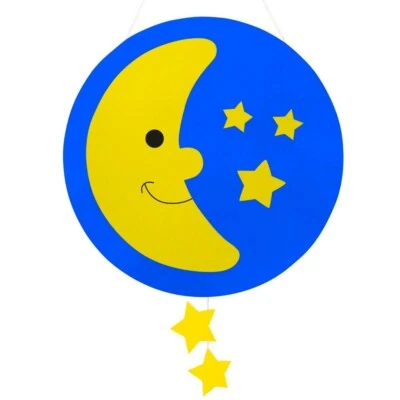 Lampion Lanterne Bricolage Set Déménagement Papier Enfant Lune Étoiles Bleu Doré - Photo 1/4