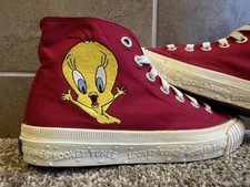 VTG 1993 Keds Looney Tunes Tennis High Top Sneakers Tweety Bird W Sz 7 High Top
