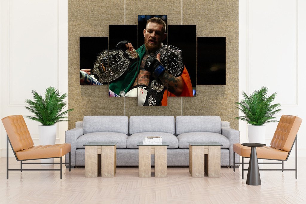 Conor Mcgregor1 w/ his Winning Belt - 5 piece Canvas