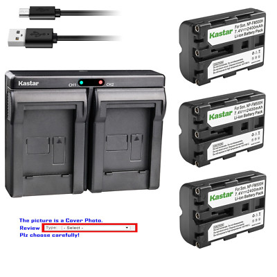 Kastar Battery Dual USB Charger for Sony NP-FM500H & Viltrox DC-50 DC50 Camera