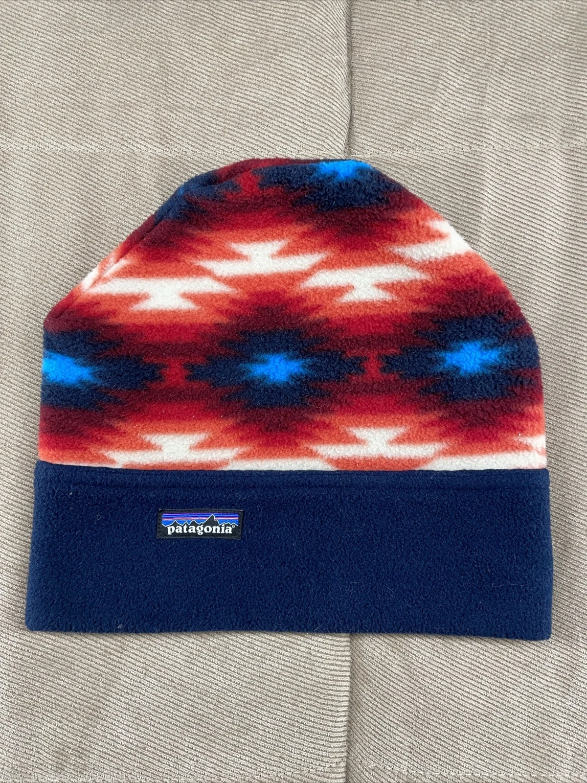Patagonia Beanie Adult Small Synchilla Fleece Aztec Skull Cap Toboggan Checotah