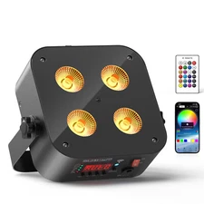 UKING 4x25W Par Light Beam Stage Light LED RGBWA UV DMX512 Party DJ Disco Party