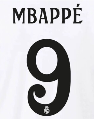 Jeu De Nom Et Numéro Real Madrid Mbappé 9 - Maillot Domicile 2024-25 Ligue Des Champions - Neuf