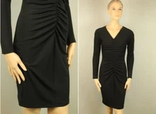 NARCISO RODRIGUEZ Black Stretch Ruched Center Sheath Cocktail Career Dress XS