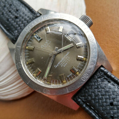 Vintage 1960's Alsta Nautoscaph 30 ATM All SS Diver w/Aged Dial,ETA 2452 Mvmt