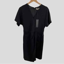 Halston Black Faux Wrap Front Classic Black Dress NWT