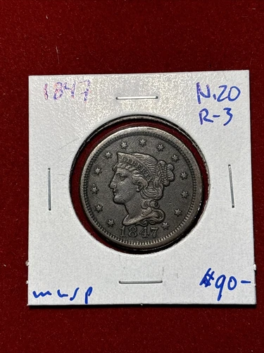 Photo of a 1847-P Large Cent from an eBay listing that sold on Jul 22, 2026