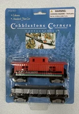 Cobblestone Corners Collectibles C & C Railways Caboose & Standard Flat Car