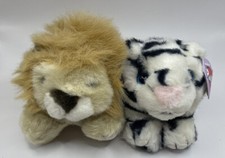 2 Puffkins w/Tags LANCASTER Lion, TASHA White Tiger Vintage 90s