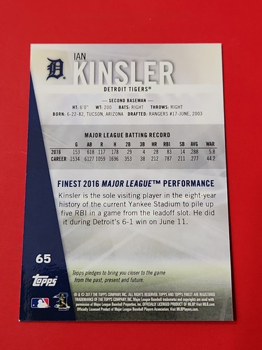 Ian Kinsler 2017 Topps Finest Green Refractor 36/99, #65, Detroit Tigers - Imagen 5 de 6