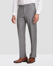 Zanella Devon Flat Front Super 120's Wool Serge Pant in Light Grey