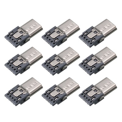 10PACK Micro USB Jack Socket Jack Port Solder Connector Type B Male 5 Terminal