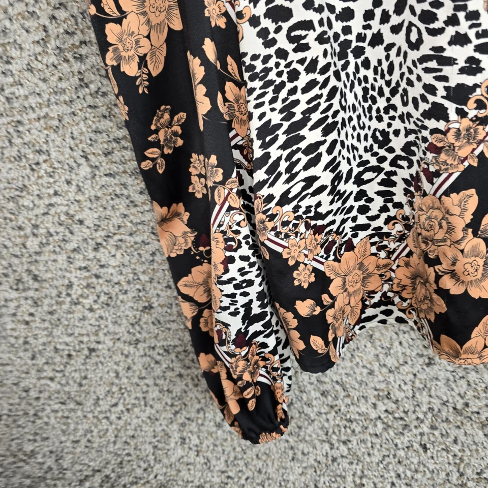 Blusa Guess Top Mujer Pequeña Negra Estampado Floral Hombro Frío Ribete de Encaje Damas Foto 3 de 4