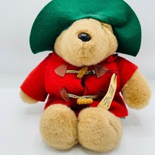 Vintage Paddington Bear Plush Stuffed Animal Eden Red Coat Green Hat 15"