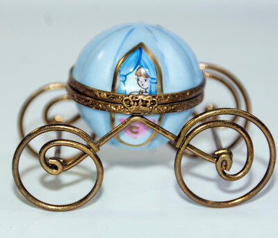 Limoges Cinderella Coach Crystal Glass Slipper *Missing Crown on Top of Carriage