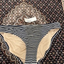 NWT J. Crew Two Tone Stripe Hipster Bikini Bottom Size S. 06638 navy Ivory